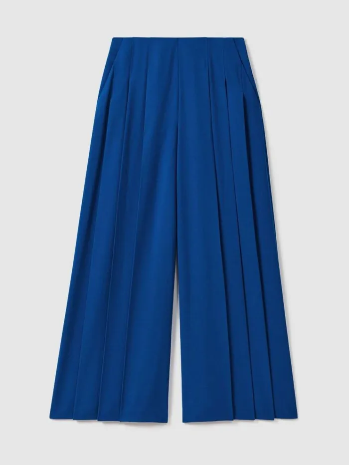 REISS Suits and Tailoring Women Florere Pleated Wide Leg Trousers Bright Blue