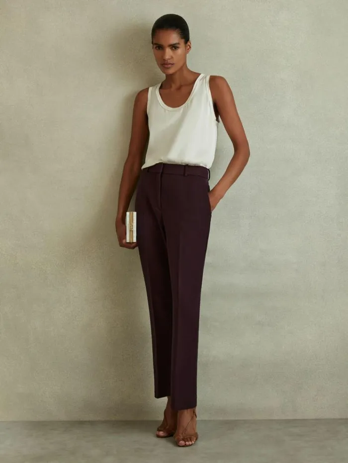 REISS Suits and Tailoring Women Slim Fit Suit Trousers Berry