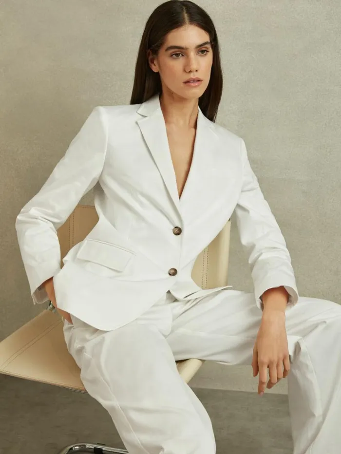 REISS Suits and Tailoring Women Tailored Single Breasted Suit Blazer White