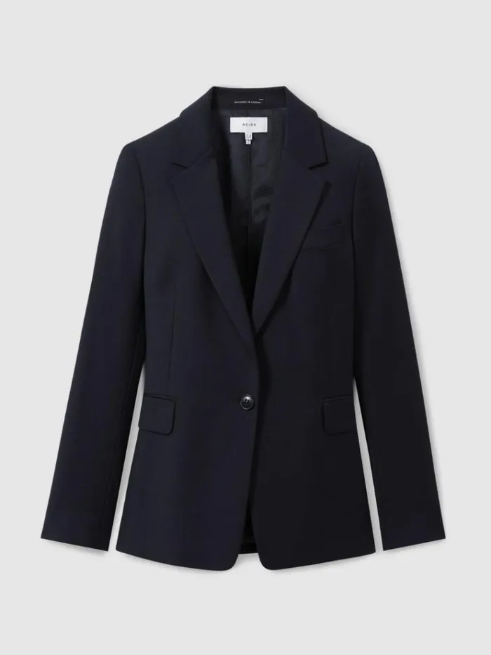 REISS Suits and Tailoring Women WoolBlend Single Breasted Suit Blazer Navy