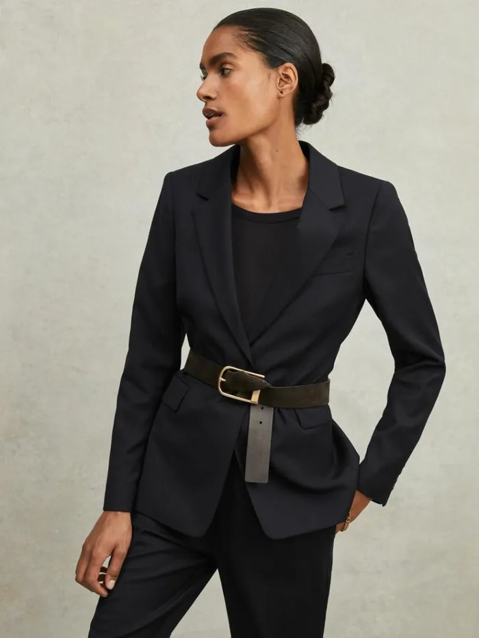 REISS Suits and Tailoring Women WoolBlend Single Breasted Suit Blazer Navy