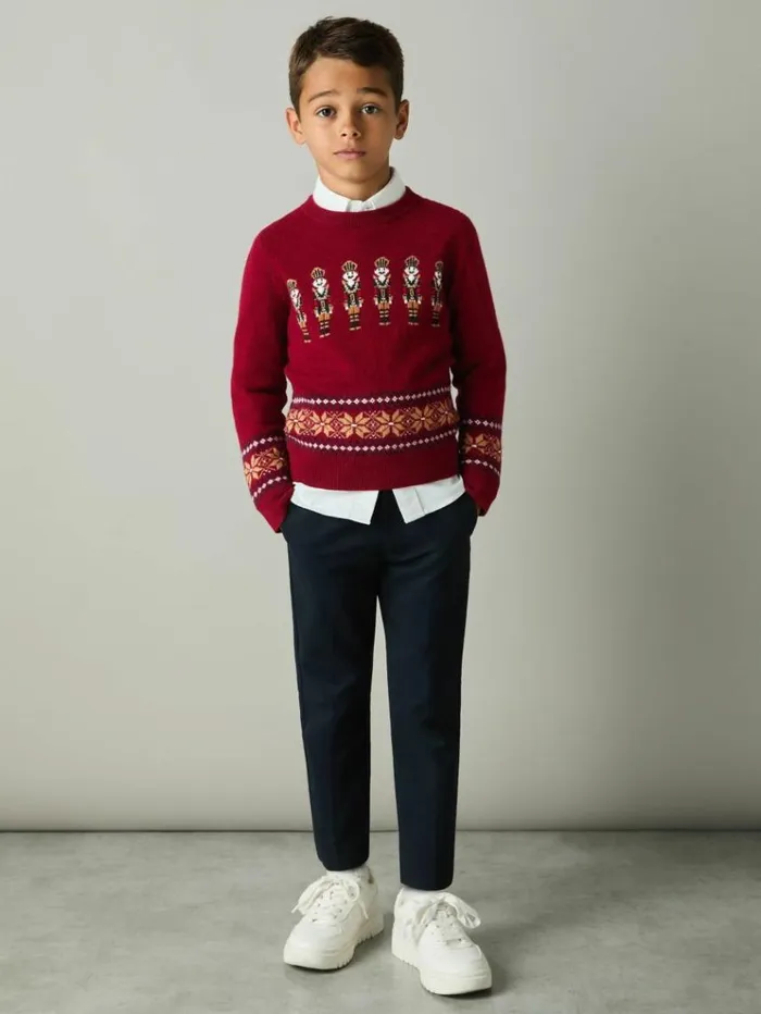 REISS Sweaters Children Nutcracker Intarsia Jumper With Wool And Alpaca Red