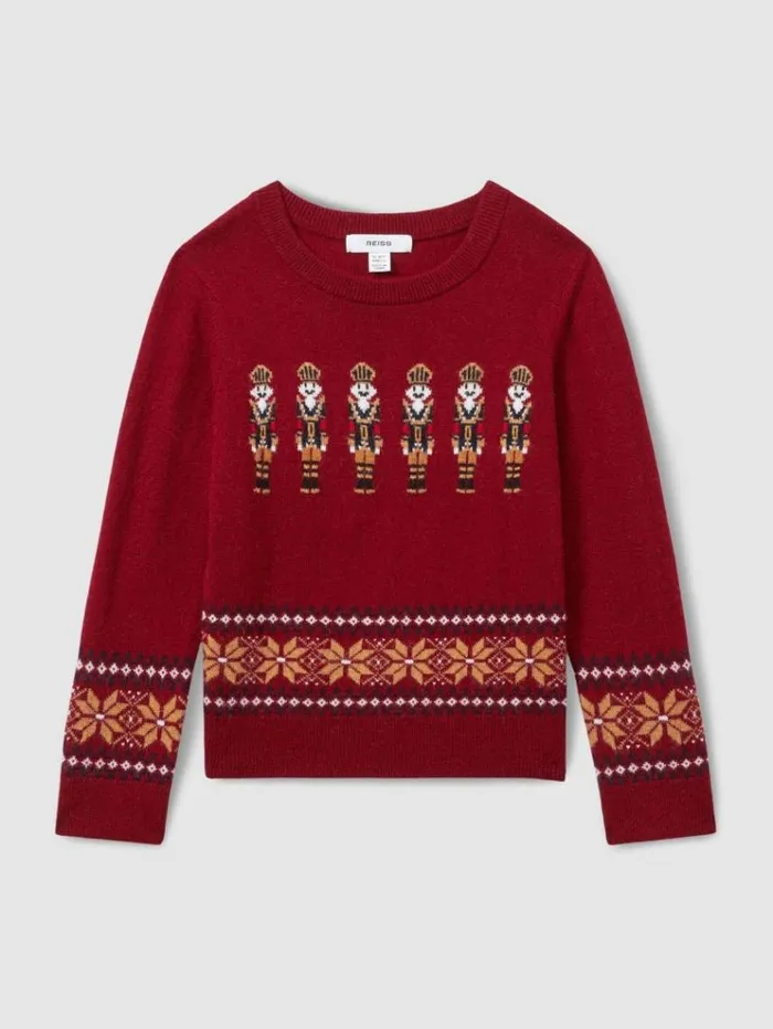 REISS Sweaters Children Nutcracker Intarsia Jumper With Wool And Alpaca Red