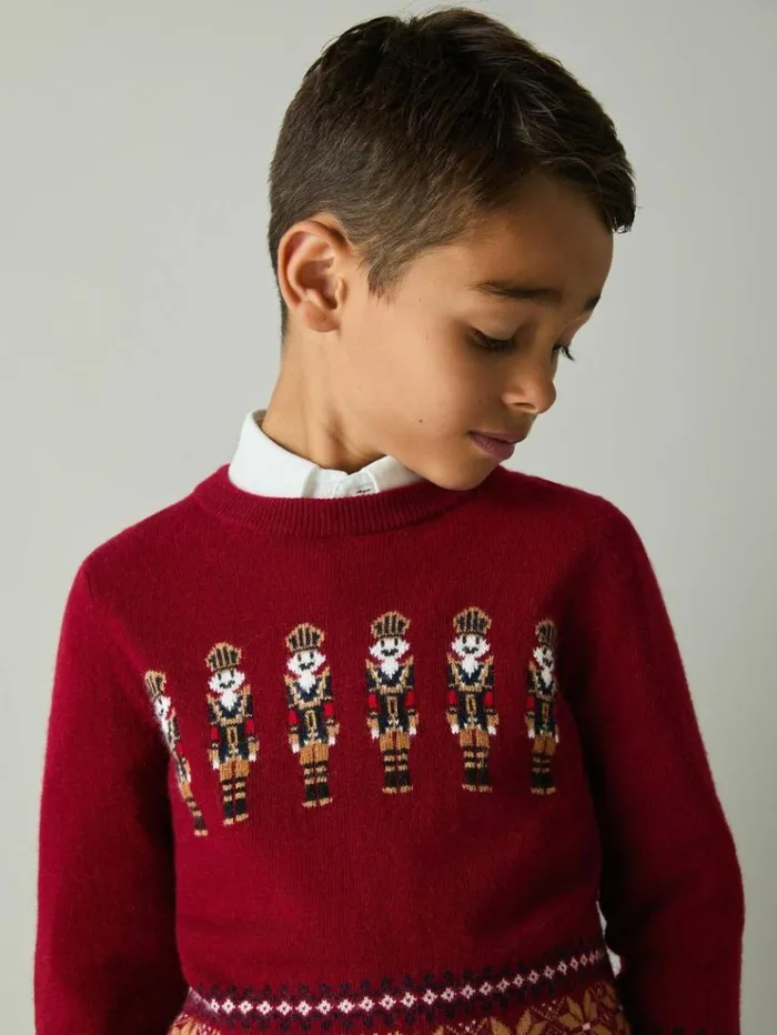 REISS Sweaters Children Nutcracker Intarsia Jumper With Wool And Alpaca Red