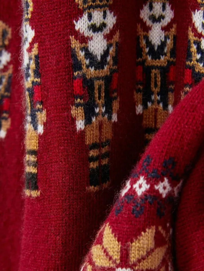 REISS Sweaters Children Nutcracker Intarsia Jumper With Wool And Alpaca Red