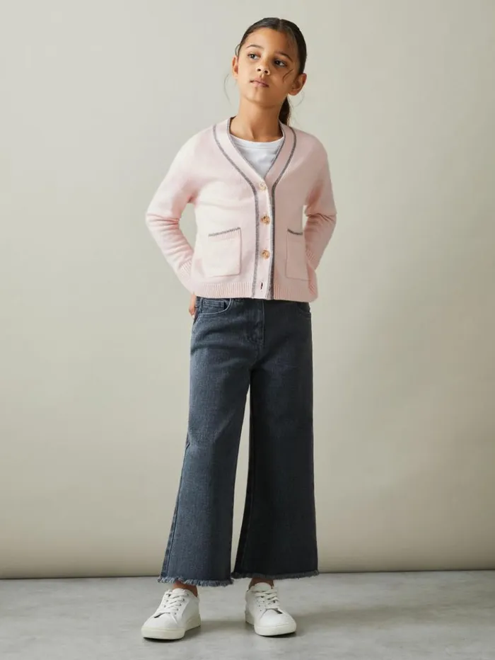 REISS Sweaters Children Relaxed WoolCashmere Cardigan Pink