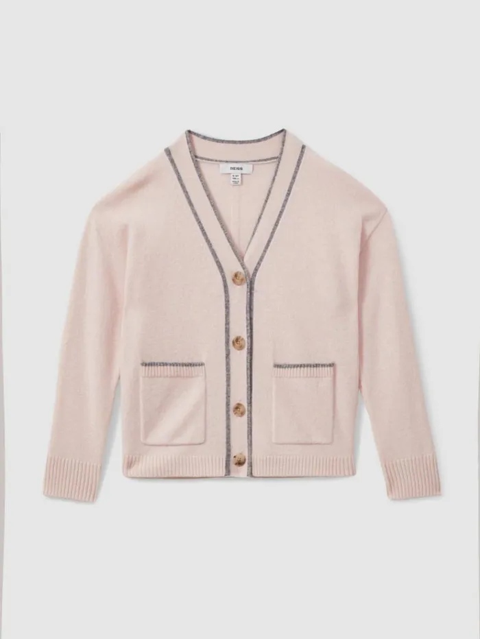 REISS Sweaters Children Relaxed WoolCashmere Cardigan Pink