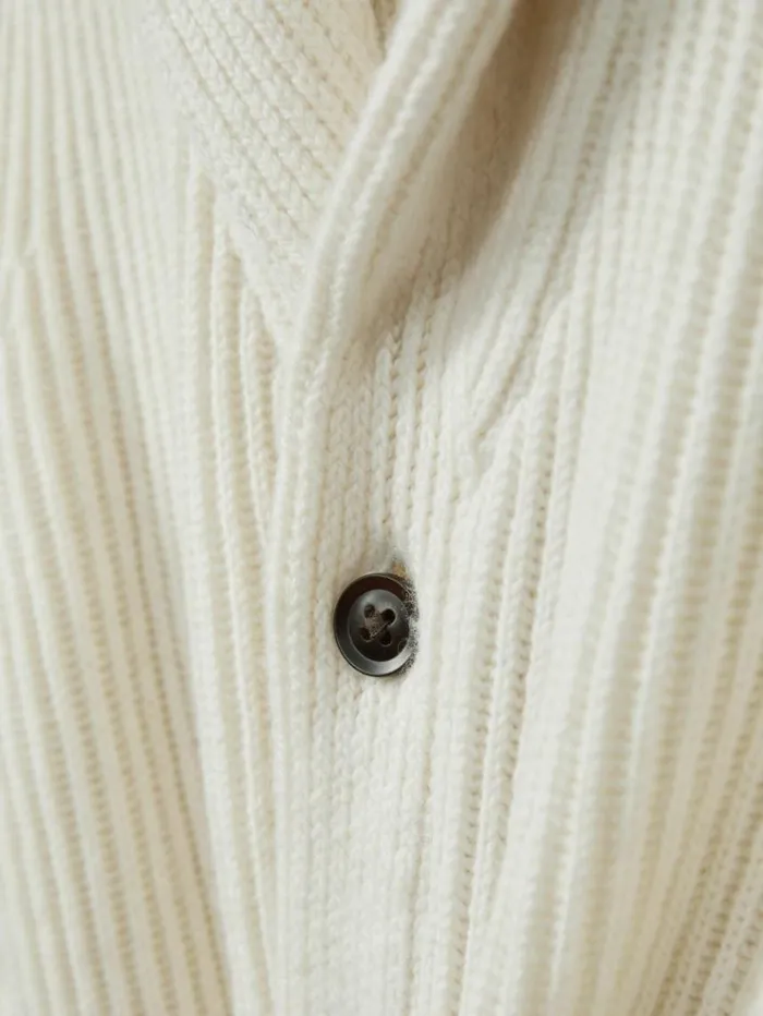 REISS Sweaters Children Shawl Collar Cardigan With Cotton And Wool Off White