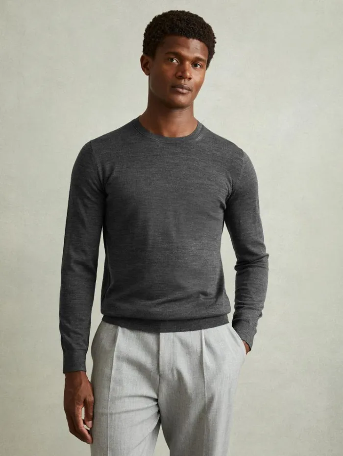 REISS Sweaters Men Pack Of Two Merino Wool Jumpers Derby Grey Marl