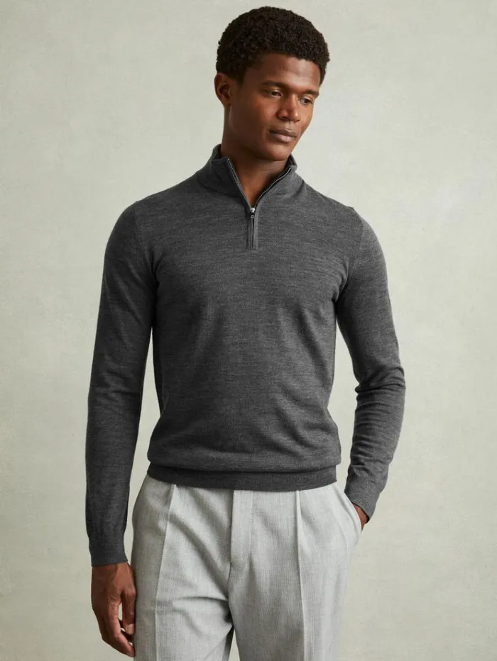 REISS Sweaters Men Pack Of Two Merino Wool Jumpers Derby Grey Marl