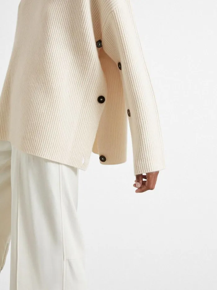 REISS Sweaters Women Atelier Buttoned Wool And Cashmere Jumper Ivory