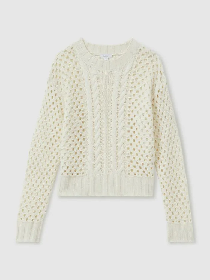 REISS Sweaters Women Cable Knit Jumper With Wool And Cashmere Ivory