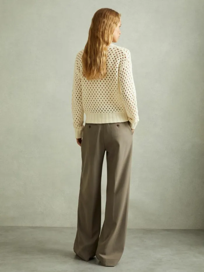 REISS Sweaters Women Cable Knit Jumper With Wool And Cashmere Ivory