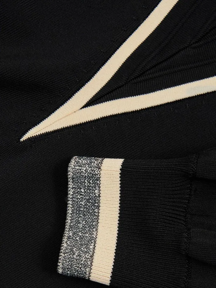 REISS Sweaters Women Contrast Trim VNeck Jumper Blackcream