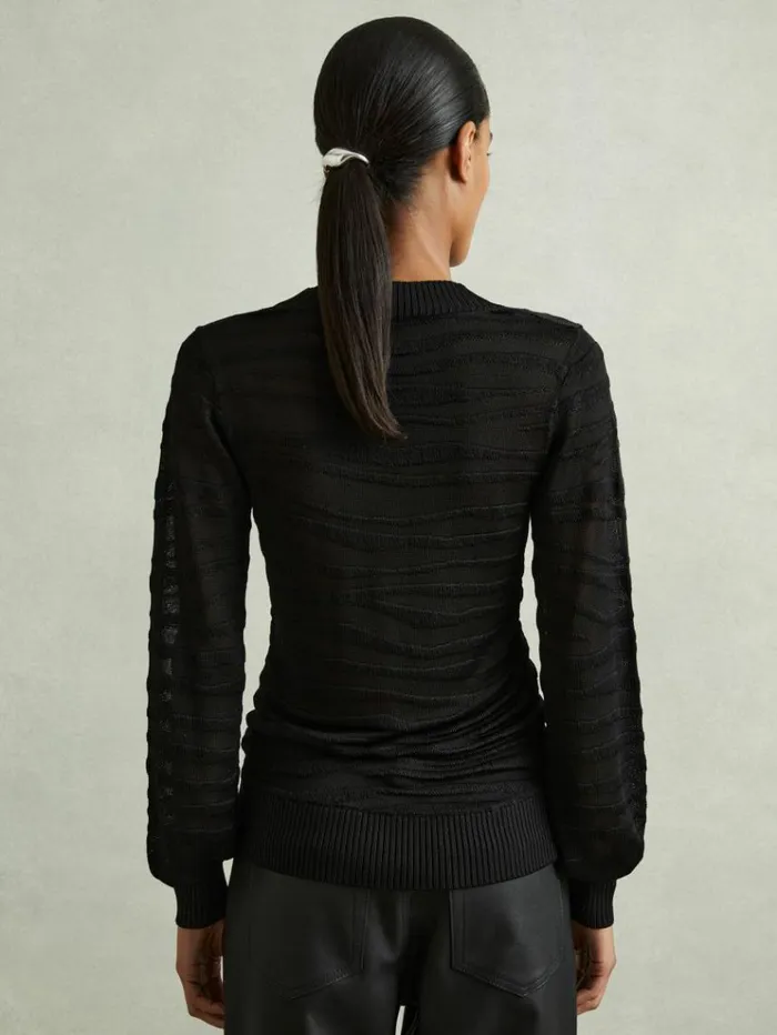 REISS Sweaters Women Striped VNeck Jumper Black