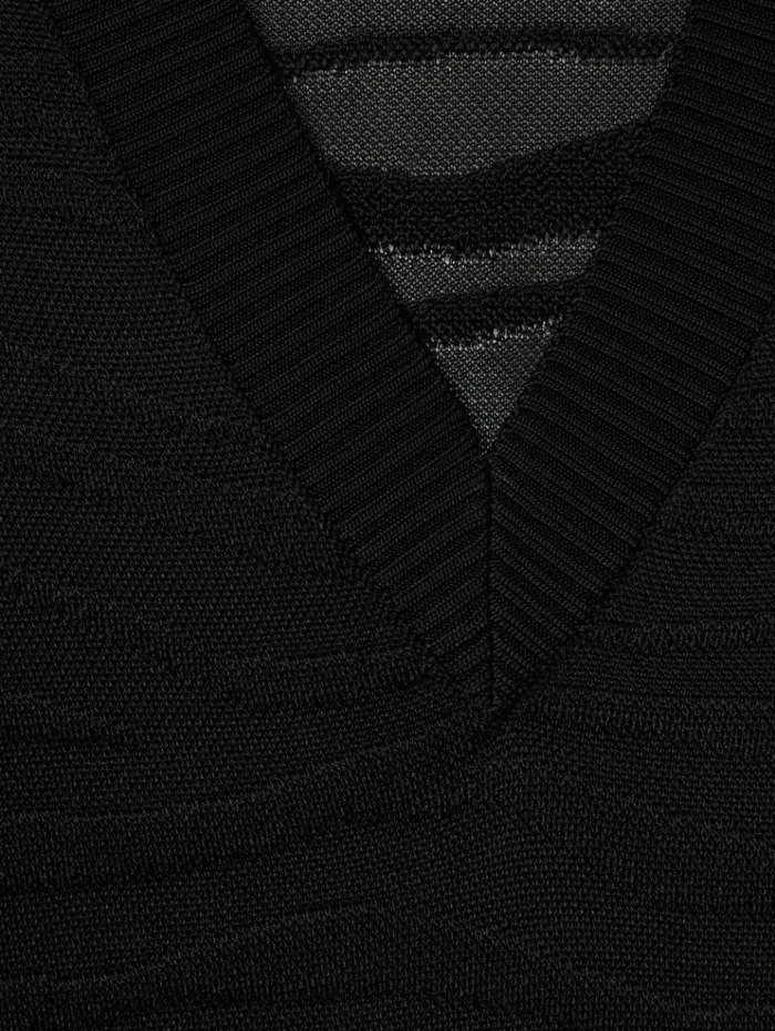 REISS Sweaters Women Striped VNeck Jumper Black