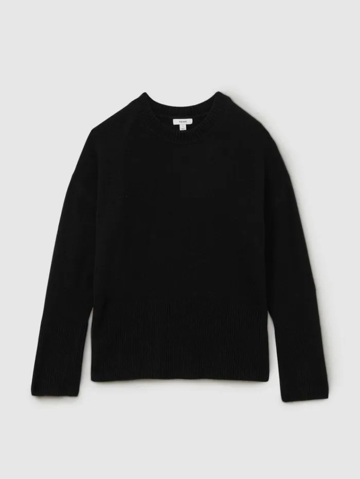 REISS Sweaters Women WoolBlend Crew Neck Jumper Black