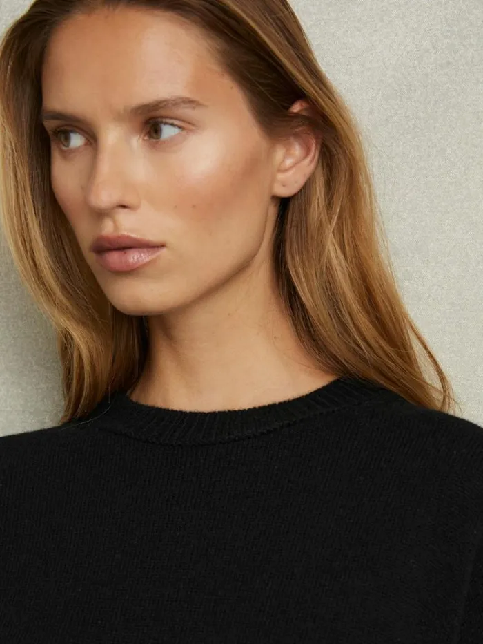 REISS Sweaters Women WoolBlend Crew Neck Jumper Black