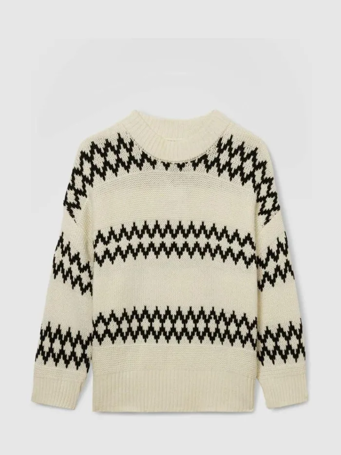 REISS Sweaters Women WoolBlend Fairisle Jumper Creamblack