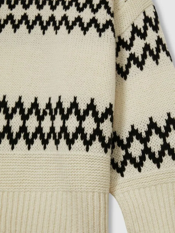 REISS Sweaters Women WoolBlend Fairisle Jumper Creamblack