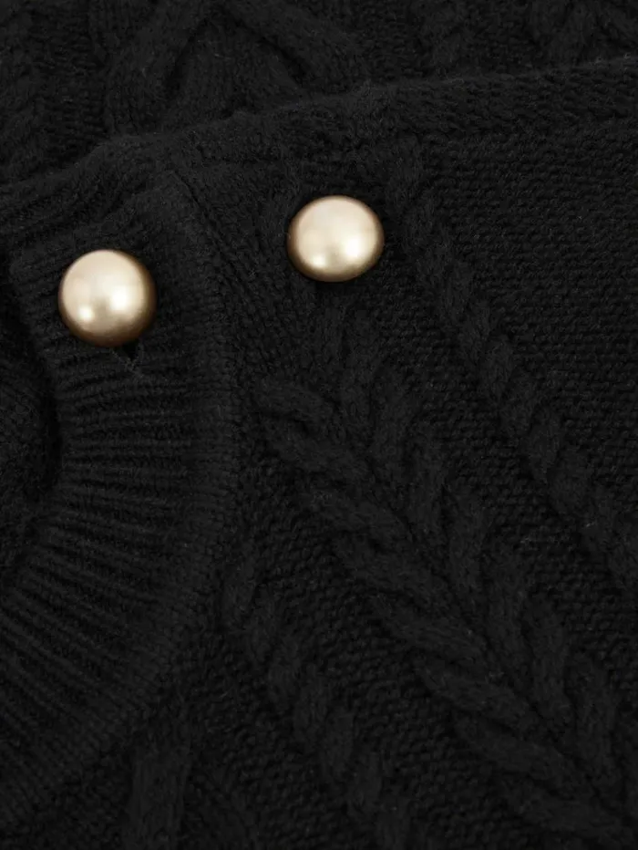 REISS Sweaters Women WoolCashmere Cable Knit Jumper Black