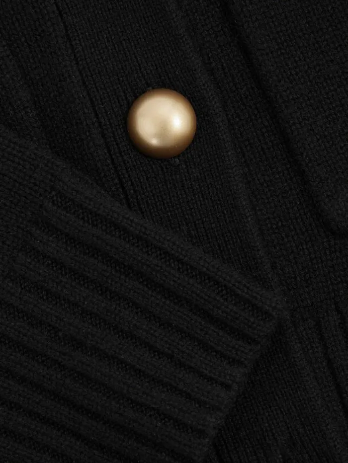 REISS Sweaters Women WoolCashmere Spread Collar Cardigan Black