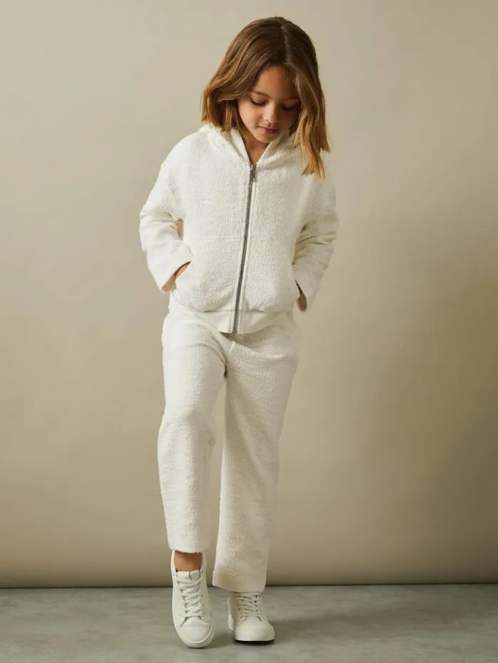 REISS Sweats and Hoodies Children Cotton Blend Boucle Hoodie And Joggers Set Cream REISS Sweats and Hoodies Children Cotton Blend Boucle Hoodie And Joggers Set Cream