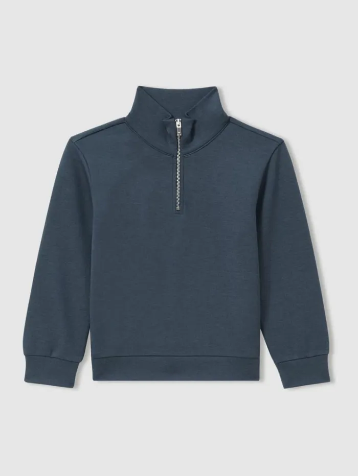 REISS Sweats and Hoodies Children Interlock Jersey HalfZip Sweatshirt Dark Diesel Blue REISS Sweats and Hoodies Children Interlock Jersey HalfZip Sweatshirt Dark Diesel Blue