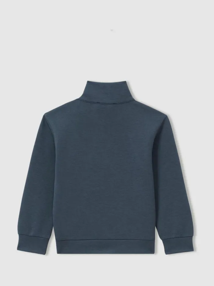 REISS Sweats and Hoodies Children Interlock Jersey HalfZip Sweatshirt Dark Diesel Blue