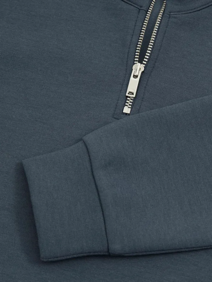 REISS Sweats and Hoodies Children Interlock Jersey HalfZip Sweatshirt Dark Diesel Blue
