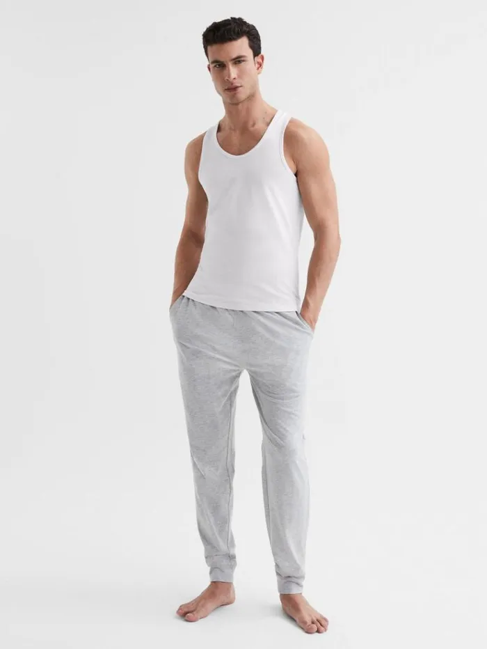 REISS Sweats Hoodies and Joggers Men Cotton Stretch Vest White