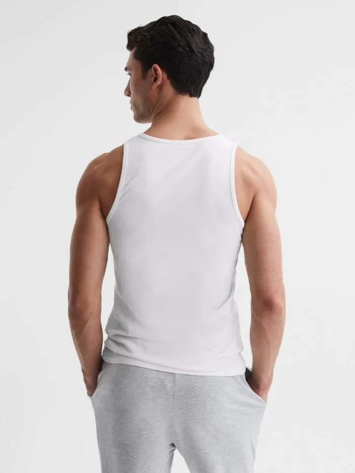 REISS Sweats Hoodies and Joggers Men Cotton Stretch Vest White