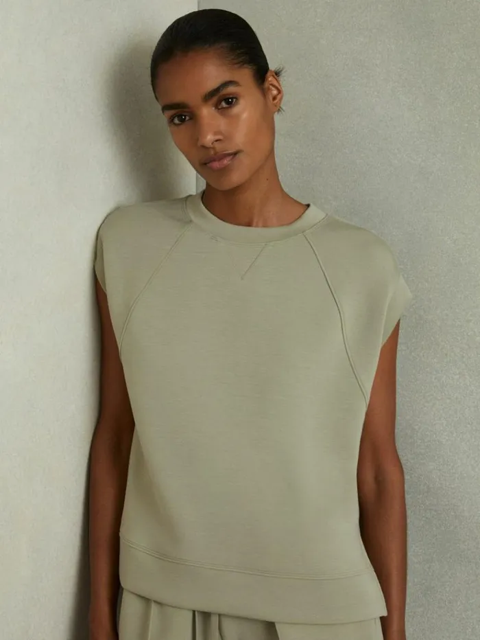 REISS Sweats Hoodies and Joggers Women Modal Blend CoOrd Sweat Top Sage