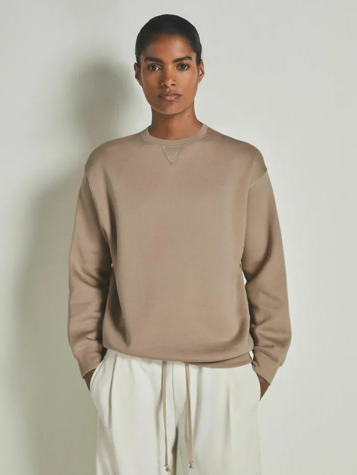 REISS Sweats Hoodies and Joggers Women Reiss Les 100 Ciels ModalBlend Jersey Sweatshirt Camel