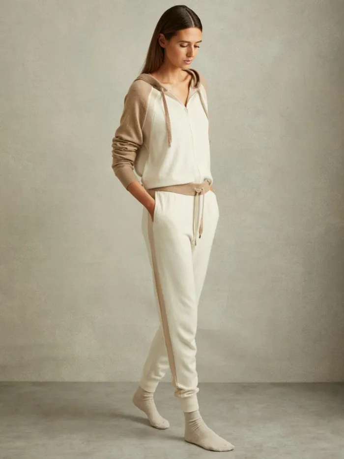 REISS Sweats Hoodies and Joggers Women Wool Blend Colourblock Joggers Camelivory REISS Sweats Hoodies and Joggers Women Wool Blend Colourblock Joggers Camelivory