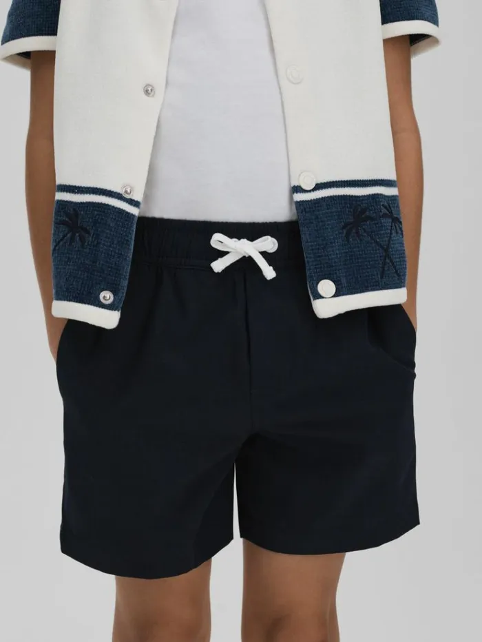 REISS Swimwear Children Plain Drawstring Waist Swim Shorts Navy