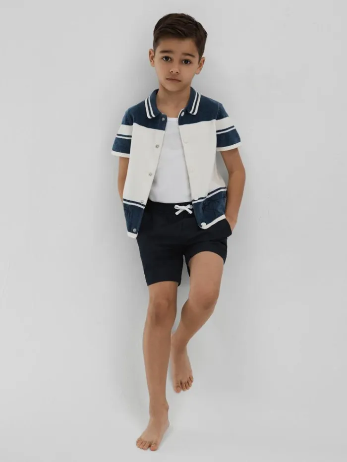 REISS Swimwear Children Plain Drawstring Waist Swim Shorts Navy