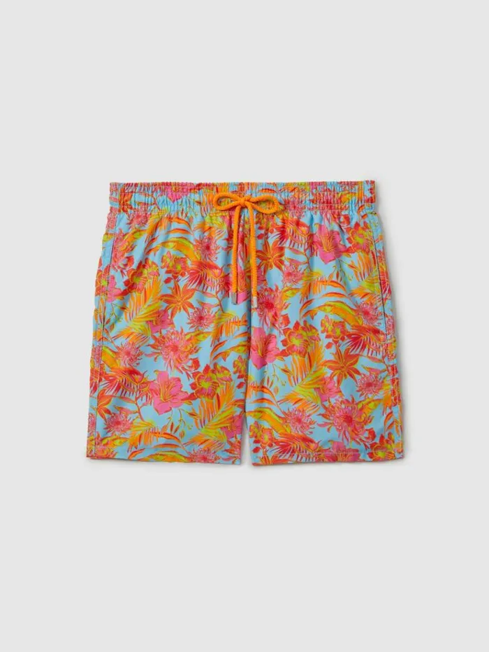 REISS Swimwear Children Vilebrequin Tropical Print Swim Shorts Santorin Orange