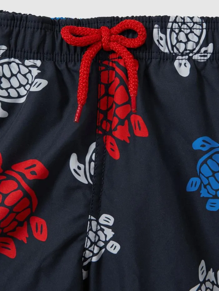 REISS Swimwear Children Vilebrequin Turtle Print Swim Shorts Bleu Marine