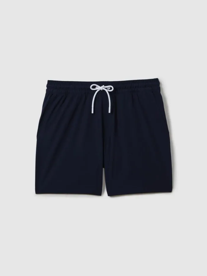 REISS Swimwear Men Plain Drawstring Waist Swim Shorts Navy