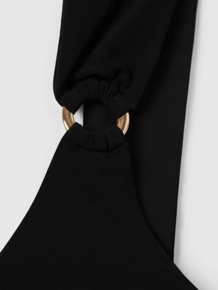 REISS Swimwear Women Cross Front CutOut Swimsuit Black