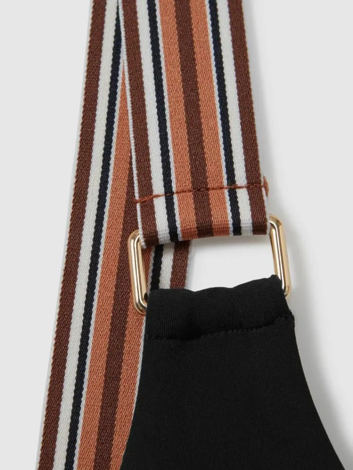 REISS Swimwear Women Striped Strap Bikini Top Blackbrown