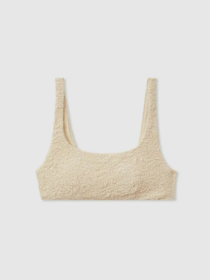 REISS Swimwear Women The Upside Textured Metallic Bikini Top Natural