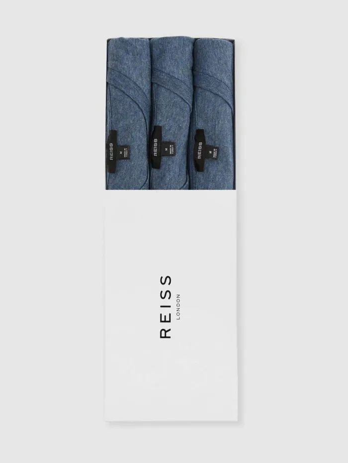REISS TShirts Men Crew Neck TShirts 3 Pack Airforce Blue Multi