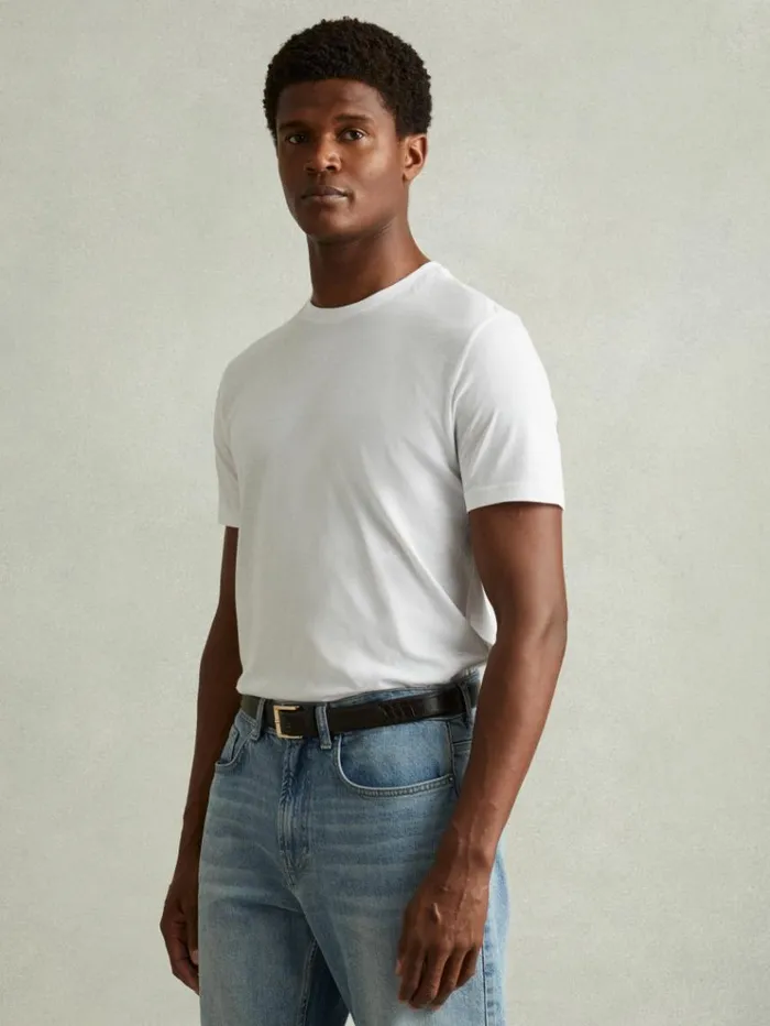 REISS TShirts Men Crew Neck TShirts 3 Pack Camelpistachiowhite