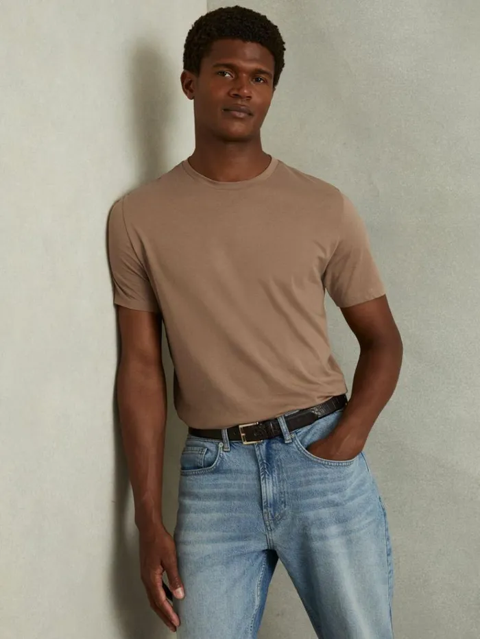 REISS TShirts Men Crew Neck TShirts 3 Pack Camelpistachiowhite