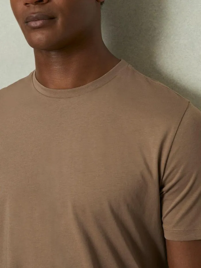 REISS TShirts Men Crew Neck TShirts 3 Pack Camelpistachiowhite