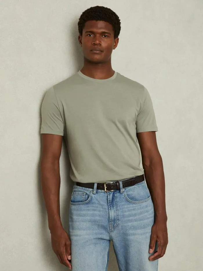 REISS TShirts Men Crew Neck TShirts 3 Pack Camelpistachiowhite