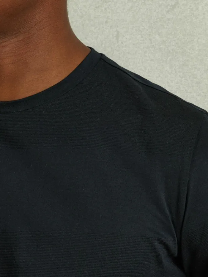 REISS TShirts Men Mercerised Jacquard Crew Neck TShirt Navy