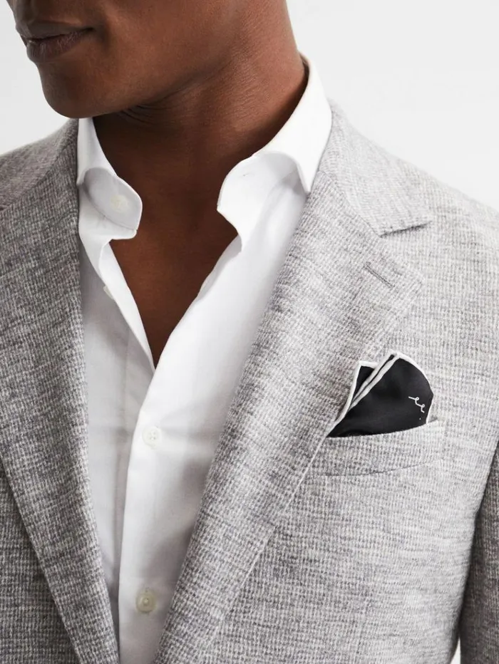 REISS Ties and Pocket Squares Men Plain Silk Pocket Square Black